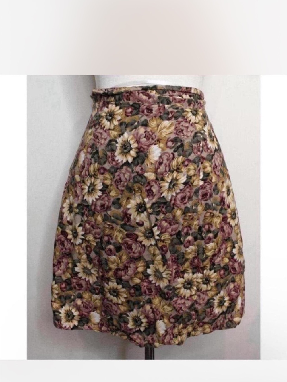 Express Floral A-Line Skirt in Pink, Gold and Green
